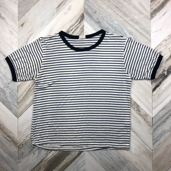 Brandy Melville Tops - John Galt Striped Cropped Tee One Size Shirt
